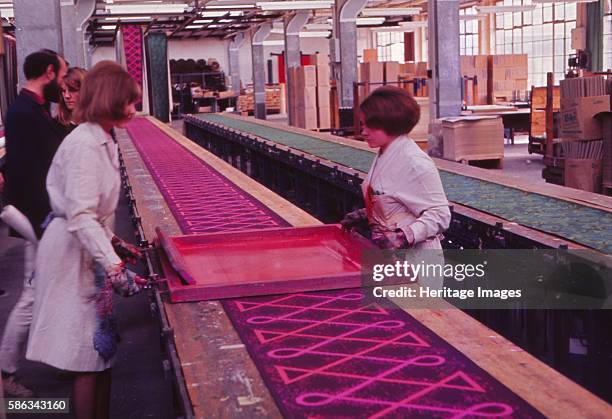 Screen-Printing Wallpaper by Hand at Sandersons, London, c1960s. Arthur Sanderson & Sons Ltd, known simply as Sandersons, is a British manufacturer...