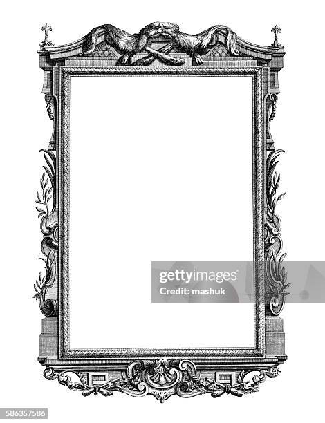rococo style antique frame on white - baroque frame stock illustrations
