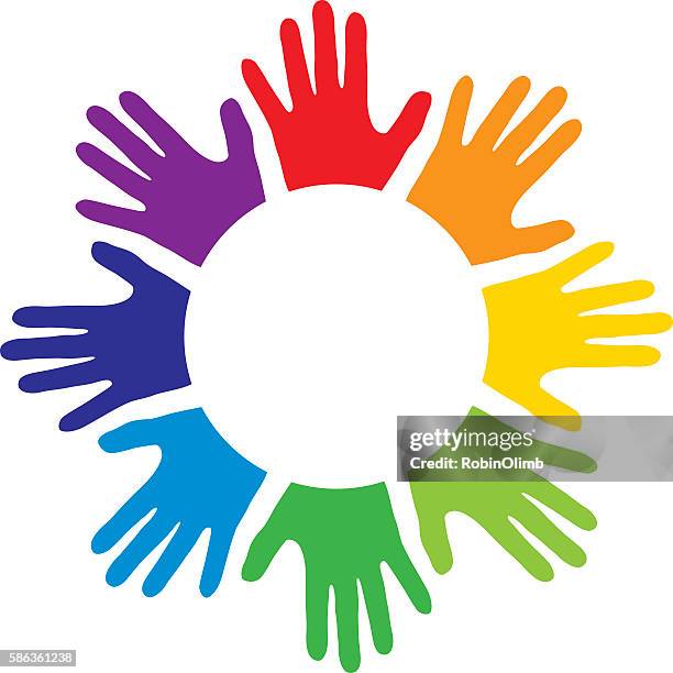 hands in circle frame - hands circle stock illustrations