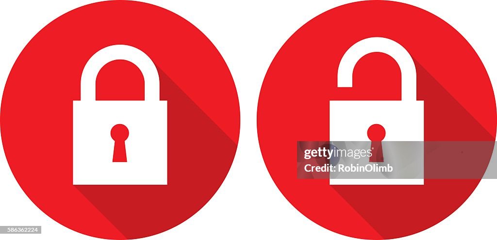Rote Sperre Entsperren Icons