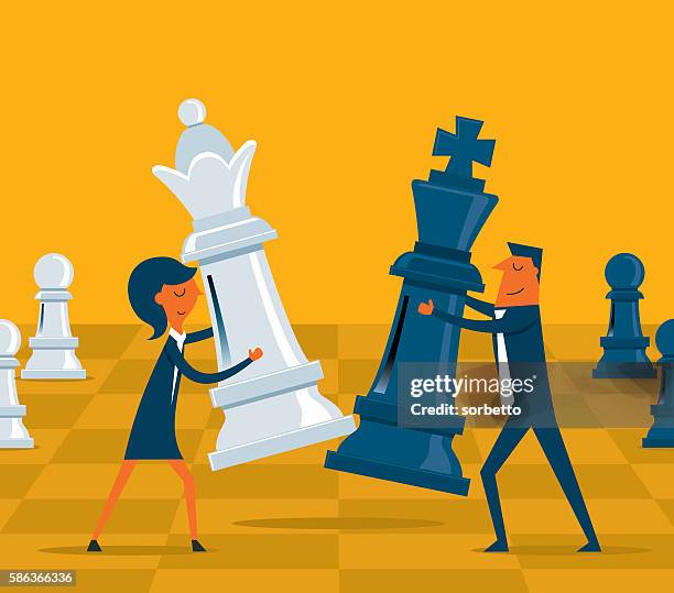 business strategy - chess board businessman stock-grafiken, -clipart, -cartoons und -symbole