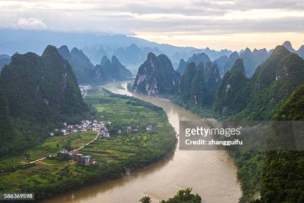 china guilin messire mountain scenery - river li stock pictures, royalty-free photos & images