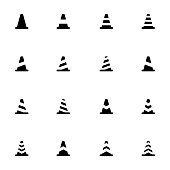 Vector black traffic cone   icons set