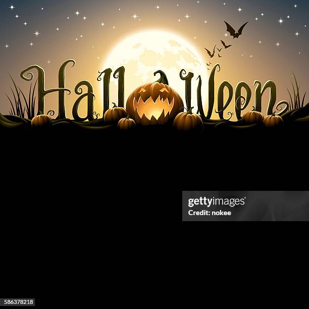 halloween text with pumpkins - halloween font stock illustrations