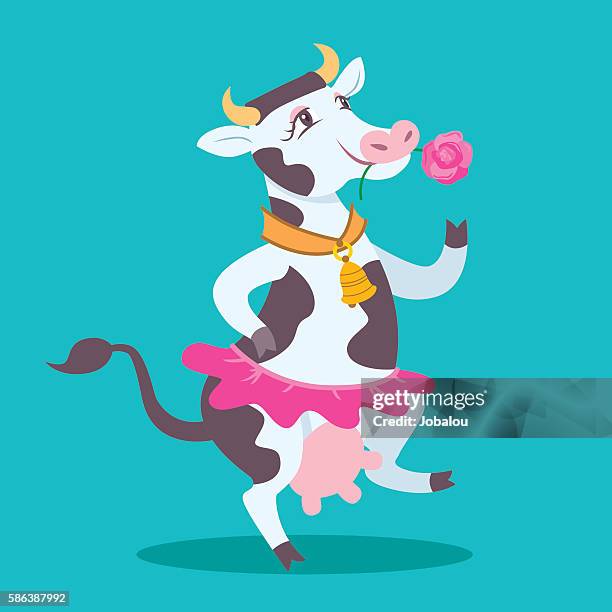the cow dancer - funny cow stock illustrations