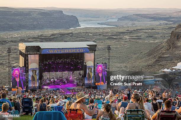 Fans enjoy the second weekend of the Watershed Music Festival at Gorge Amphitheatre on August 5, 2016 in George, Washington.