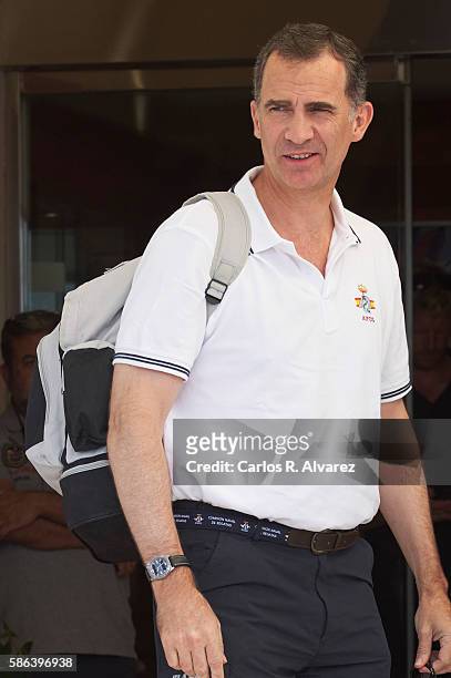 King Felipe VI of Spain arrives at the Royal Nautic Club during 35th Copa Del Rey Mafre Sailing Cup on August 6, 2016 in Palma de Mallorca, Spain.