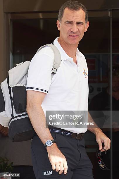 King Felipe VI of Spain arrives at the Royal Nautic Club during 35th Copa Del Rey Mafre Sailing Cup on August 6, 2016 in Palma de Mallorca, Spain.