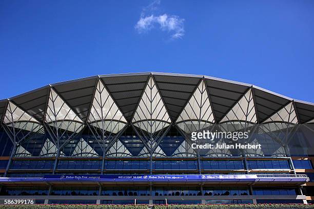 The grandstand at Shergar Cup day at Ascot Racecourse on August 6, 2016 in Ascot, England.