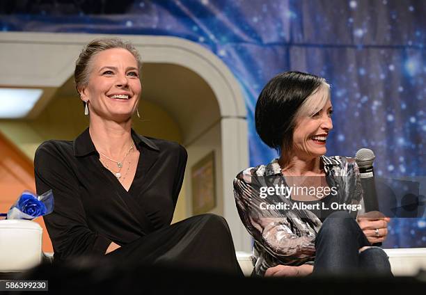 Actresses Terry Farrell and Nana Visitor on day 3 of Creation Entertainment's Official Star Trek 50th Anniversary Convention at the Rio Hotel &...