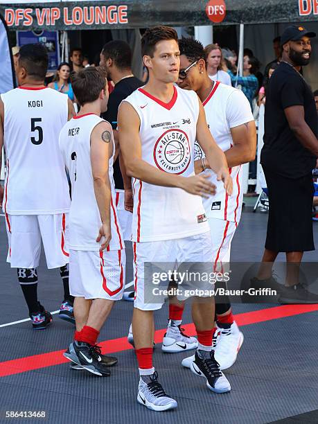 Austin Lyon is seen attending the 8th Annual Nike Basketball 3ON3 Tournament at Microsoft Square on August 05, 2016 in Los Angeles, California.