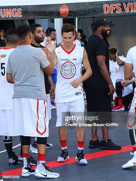 Austin Lyon is seen attending the 8th Annual Nike Basketball 3ON3 Tournament at Microsoft Square on August 05, 2016 in Los Angeles, California.