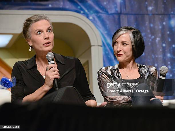 Actresses Terry Farrell and Nana Visitor on day 3 of Creation Entertainment's Official Star Trek 50th Anniversary Convention at the Rio Hotel &...
