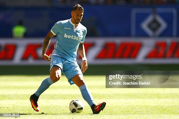 Geoff Cameron of Stoke City during the pre-season friendly match between Hamburger SV and Stoke City at Volksparkstadion on August 6, 2016 in...