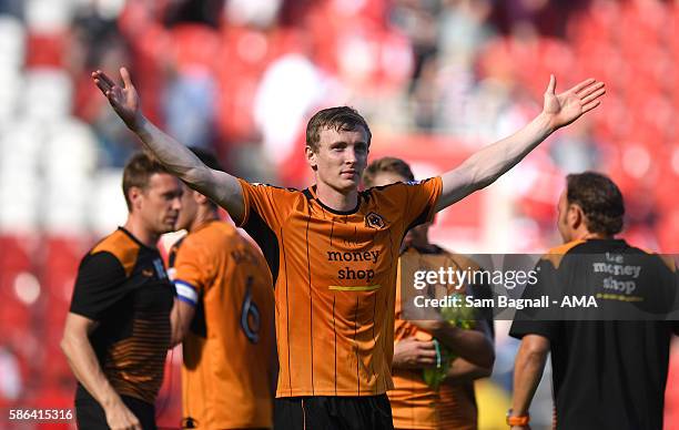 Jon Dadi Bodvarsson of Wolverhampton Wanderers celebrates at full time after the Sky Bet Championship match between Rotherham United v Wolverhampton...