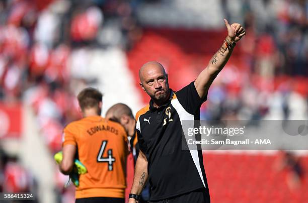 Walter Zenga manager / head coach of Wolverhampton Wanderers thanks the travelling fans after the Sky Bet Championship match between Rotherham United...