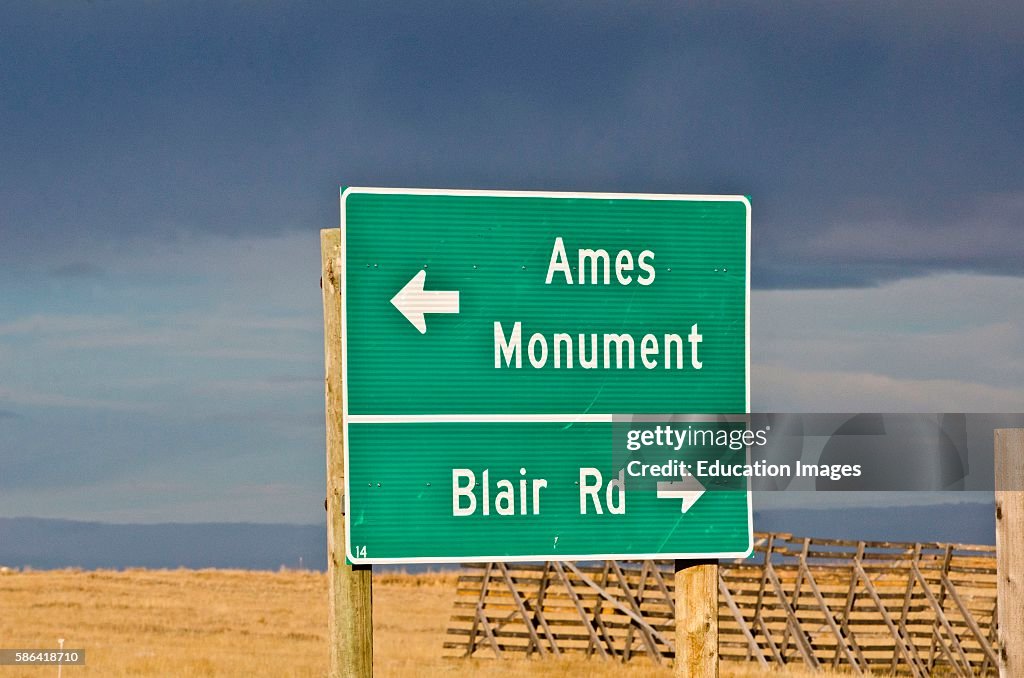 Wyoming, Laramie, Ames Monument, Directional Sign