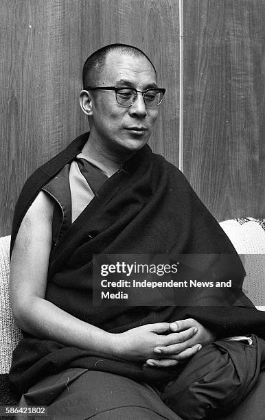 Portrait of the Dalai Lama at Dublin Airport, Dublin, Ireland, October 10, 1973.
