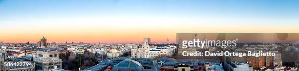 madrid city skyline - madrid spain stock pictures, royalty-free photos & images