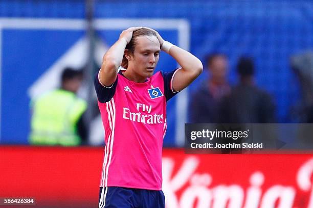 Alen Halilovic of Hamburg during the pre-season friendly match between Hamburger SV and Stoke City at Volksparkstadion on August 6, 2016 in Hamburg,...