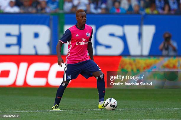 ACleber Reis of Hamburg during the pre-season friendly match between Hamburger SV and Stoke City at Volksparkstadion on August 6, 2016 in Hamburg,...