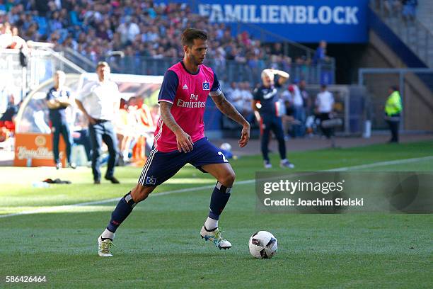 Dennis Diekmeier of Hamburg during the pre-season friendly match between Hamburger SV and Stoke City at Volksparkstadion on August 6, 2016 in...