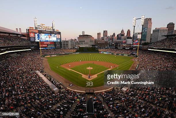 General view of Comerica Park during the game between the Detroit Tigers and the Kansas City Royals at Comerica Park on July 16, 2016 in Detroit,...
