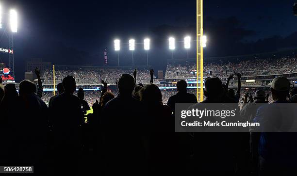 General view of Comerica Park during the game between the Detroit Tigers and the Kansas City Royals at Comerica Park on July 16, 2016 in Detroit,...