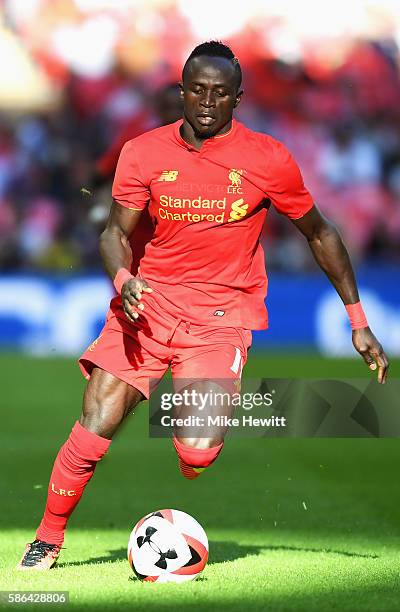 Sadio Mane of Liverpool in action during the International Champions Cup match between Liverpool and Barcelona at Wembley Stadium on August 6, 2016...