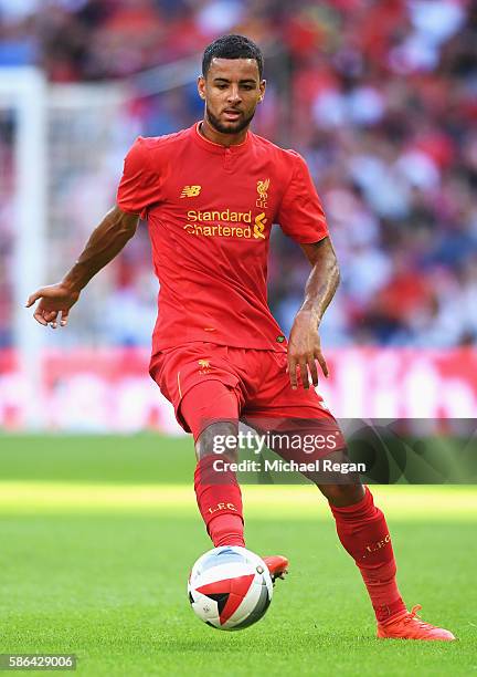 Kevin Stewart of Liverpool during the International Champions Cup match between Liverpool and Barcelona at Wembley Stadium on August 6, 2016 in...