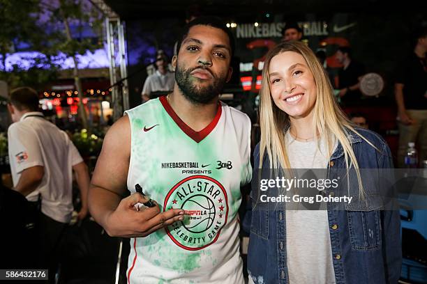 Actor OShea Jackson Jr. And Actress Whitney Port pose for a picture at the 8th Annual Nike Basketball 3ON3 Tournament> at Microsoft Square on August...