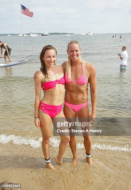 Sylwia Wiensenberg and Amy Linnen attend the 2016 Hamptons Paddle & Party For Pink at Havens Beach on August 6, 2016 in Sag Harbor, New York.