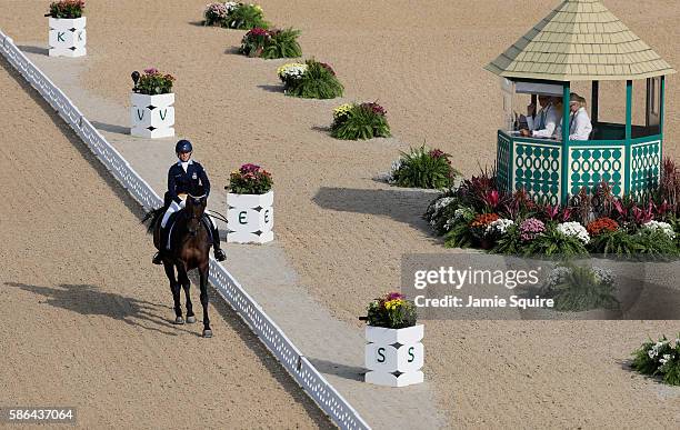 Frida Andersen of Sweden riding Herta competes in the Individual Dressage event on Day 1 of the Rio 2016 Olympic Games at the Olympic Equestrian...