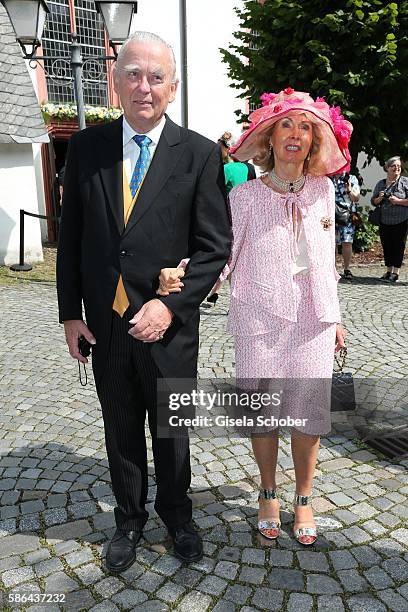 Prinz Otto-Ludwig zu Sayn-Wittgenstein-Berleburg and his wife Prinzessin Annette, parents of Maximilian during the wedding of Prince Maximilian zu...