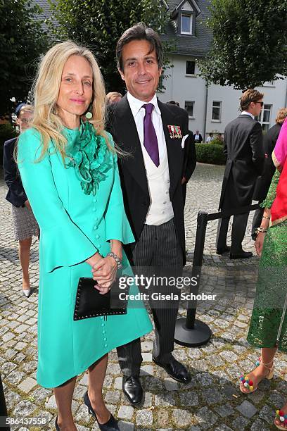 Pia Getty and Jose Antonio Ruiz Berdejo y Sigurta , formerly husband of Julia Oetker during the wedding of Prince Maximilian zu...