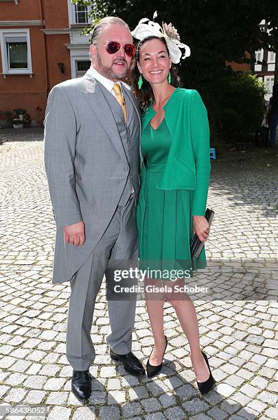 Alexander Fuerst zu Schaumburg-Lippe, Charlotte von Oeynhausen during the wedding of Prince Maximilian zu Sayn-Wittgenstein-Berleburg and Franziska...