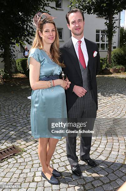 Camilla Schenk von Stauffenberg and her husband Carl-Albrecht Prinz zu Sayn-Wittgenstein-Berleburg during the wedding of Prince Maximilian zu...