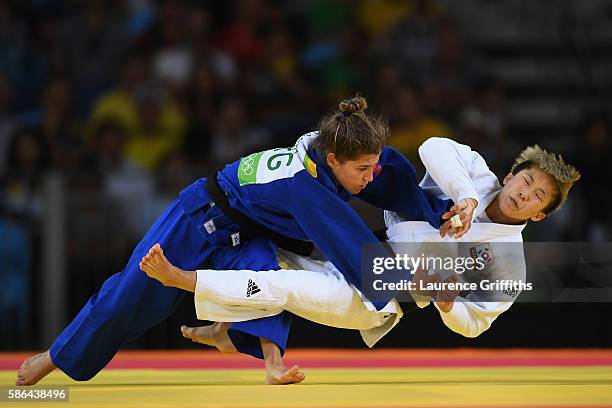 Paula Pareto of Argentina competes against Bokyeong Jeong of Korea in the Women's -48 kg Gold Medal contest on Day 1 of the Rio 2016 Olympic Games at...