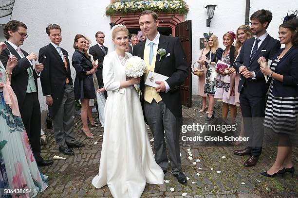 Maximilian Prinz zu Sayn Wittgenstein-Berleburg and his wife Franziska Balzer after the wedding of Prince Maximilian zu Sayn-Wittgenstein-Berleburg...