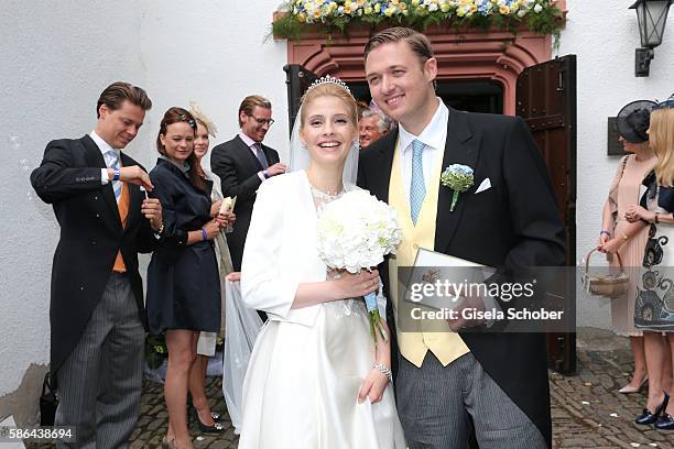 Maximilian Prinz zu Sayn Wittgenstein-Berleburg and his wife Franziska Balzer after the wedding of Prince Maximilian zu Sayn-Wittgenstein-Berleburg...