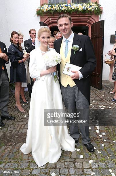 Maximilian Prinz zu Sayn Wittgenstein-Berleburg and his wife Franziska Balzer after the wedding of Prince Maximilian zu Sayn-Wittgenstein-Berleburg...