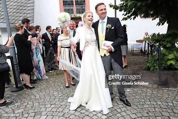 Maximilian Prinz zu Sayn Wittgenstein-Berleburg and his wife Franziska Balzer after the wedding of Prince Maximilian zu Sayn-Wittgenstein-Berleburg...