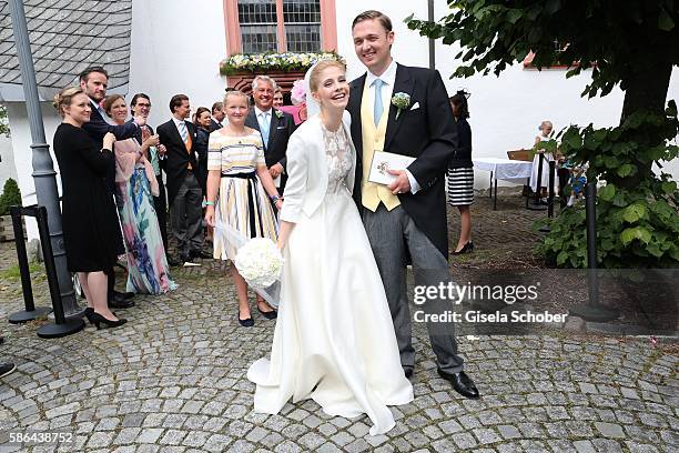 Maximilian Prinz zu Sayn Wittgenstein-Berleburg and his wife Franziska Balzer after the wedding of Prince Maximilian zu Sayn-Wittgenstein-Berleburg...