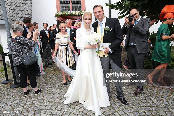 Maximilian Prinz zu Sayn Wittgenstein-Berleburg and his wife Franziska Balzer after the wedding of Prince Maximilian zu Sayn-Wittgenstein-Berleburg...