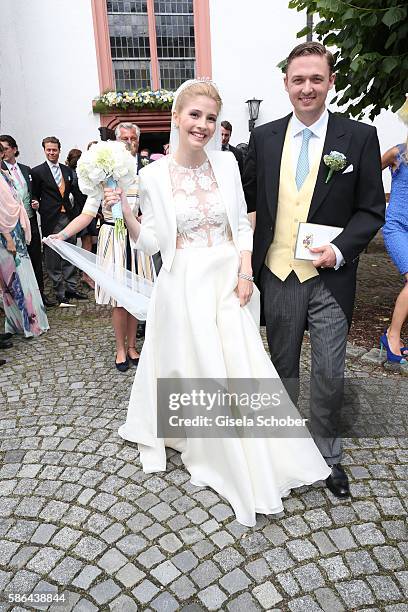 Maximilian Prinz zu Sayn Wittgenstein-Berleburg and his wife Franziska Balzer after the wedding of Prince Maximilian zu Sayn-Wittgenstein-Berleburg...