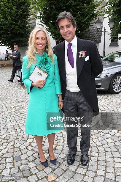 Pia Getty and Jose Antonio Ruiz Berdejo y Sigurta , formerly husband of Julia Oetker during the wedding of Prince Maximilian zu...