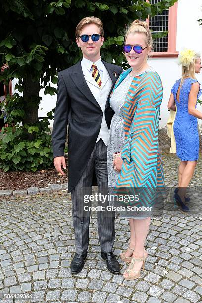 Pauline Berghe von Trips and her cousin Heinrich Donatus Prinz zu Schaumburg-Lippe during the wedding of Prince Maximilian zu...