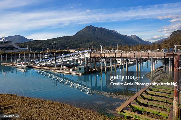 port and wharf of skagway, alaska, united states of america, north america - skagway alaska stock pictures, royalty-free photos & images
