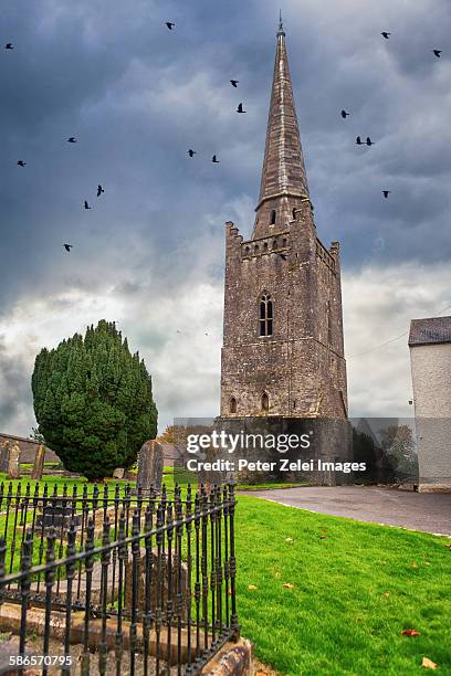 the bell tower of st columba's church in kells - 鐘樓 塔 個照片及圖片檔