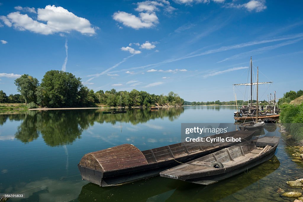 Boats on Loire river, France
